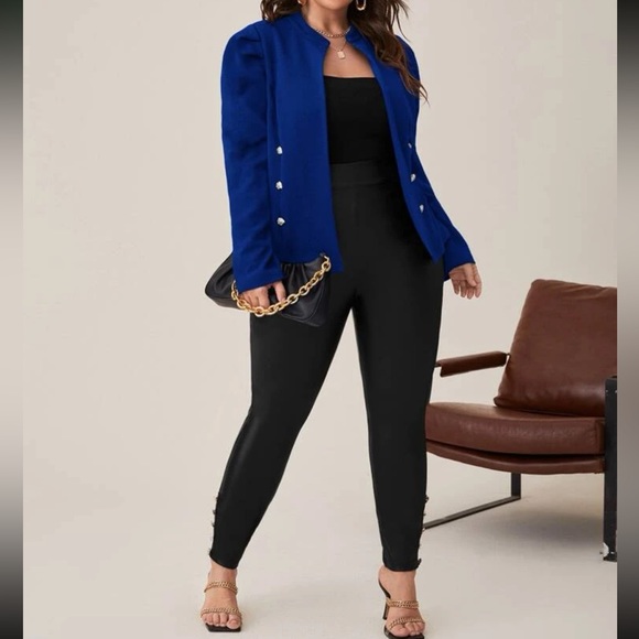 Plus size red puff sleeve jacket - Picture 7 of 13